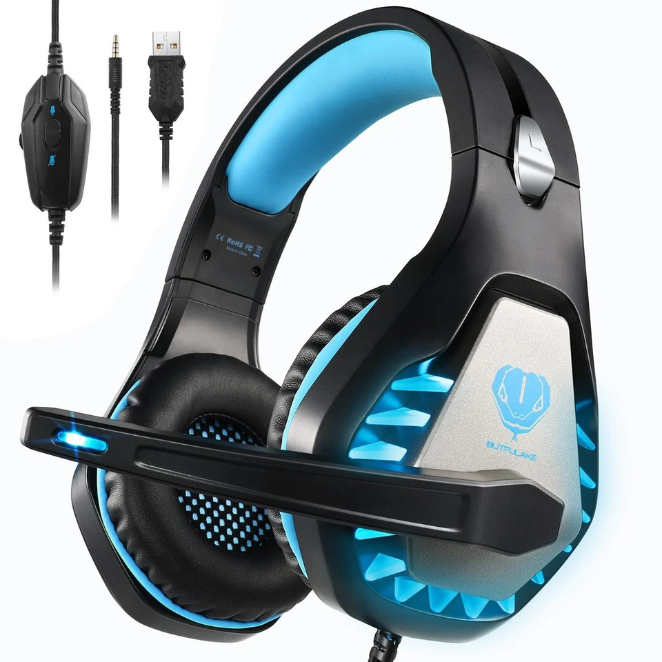 Wired Gaming Headset Over Ear Kabelgebunden Kopfhörer für PS4 PS5 PC Xbox One - Bild 1 von 4