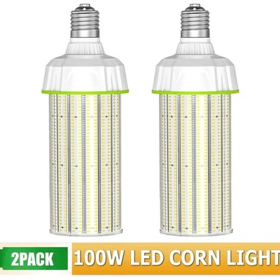 2X 100W LED Corn Light Bulbs Industrial Factory Warehouse Highbay Lamp 15000 LM - Image 1 of 4
