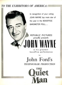 QUIET MAN 1952 Republic John Wayne Trade Ad - Picture 1 of 1