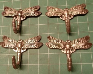 Wall Hooks Dragonfly Set Silver Tone Set Of 4 - Picture 1 of 5