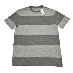 American Eagle Mens Size S Gray Striped Crew Neck T-Shirt Soft Standard Fit NEW - Picture 1 of 7