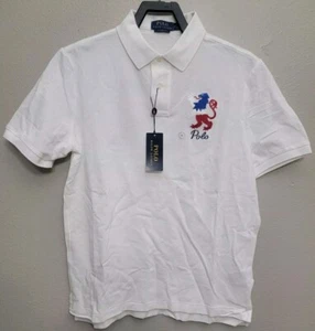 Polo Ralph Lauren Paris Embroidered Polo Shirt Top White Mens Size Medium New - Picture 1 of 7