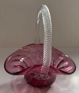 Jarrón vintage Rossi Heritage vidrio arándano remolino novia cesta con mango giratorio - Imagen 1 de 15