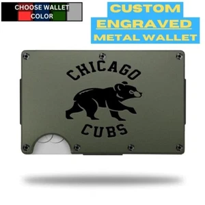 Custom CHICAGO CUBS Laser Engraved Wallet - Pick A Wallet Color - Picture 1 of 11