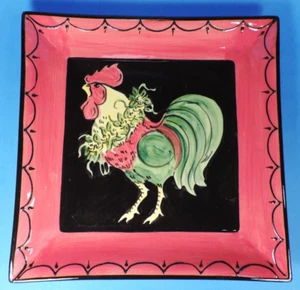 ELISABETH POHLE ART POTTERY DINNER  PLATES "ROOSTER"   not Blue Sky ORIGINAL - Picture 1 of 3