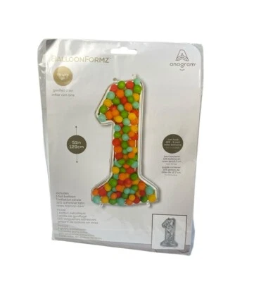 Globo de lámina de anagrama extra grande 28” x 51” Formz número 1 NUEVO sellado Foto 1 de 2