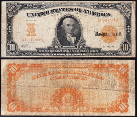 Nice SCARCE 1907 $10 1168 Vernon-McClung GOLD CERTIFICATE! FREE SHIP! B10815984 Cover