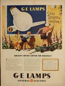 1946 vintage general electric lamp print ad. Bright ideas catch on quickly - Imagen 1 de 1