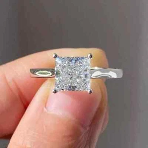 2Ct Princess F/VS1 Lab Grown Diamond Solitaire Engagement Ring in 14K White Gold - Picture 1 of 14