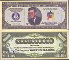 JFK Kennedy Volunteers Million Dollar Bill Funny Money Novelty Note +FREE SLEEVE