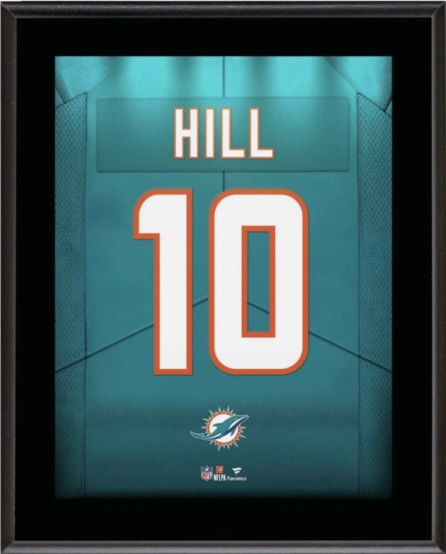 Placa sublimada estilo jersey Tyreek Hill Dolphins 10,5" x 13" número 10 Foto 1 de 1