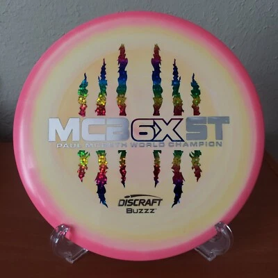 Discraft 6X Claw ESP Buzzz 177g Pink Orange Halo Rainbow & Silver Foils Mc Beast - Image 1 of 4