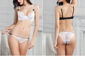 Conjunto de sujetador de ropa interior sexy de encaje erótico conjunto de lencería sujetadores de encaje para mujeres bragas - Imagen 1 de 30