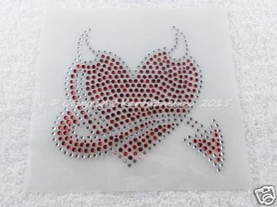 Hotfix Strass Bügelbild Motiv Teufelsherz Herz Teufel Applikation 150126