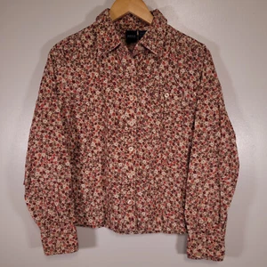 Damen Medium Cord Cottagecore Blumenmuster Langarm Knopfleiste Hemd/Jacke - Bild 1 von 6