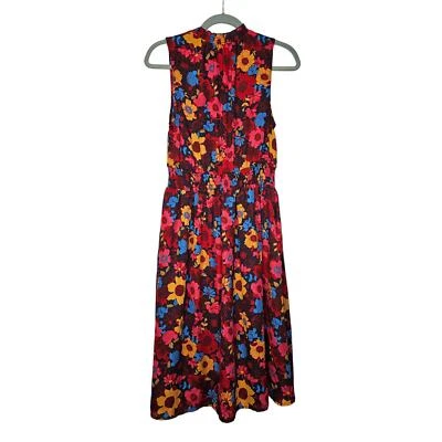 ModCloth M Floral Midi Dress High Neck Sleeveless Twee Flowy Cottage Flutter - Image 1 of 4