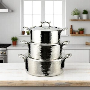 Copper Cooking Pot, Hand hammered Copper Pot Set, Copper Cookware, Copper Casser - Picture 1 of 11