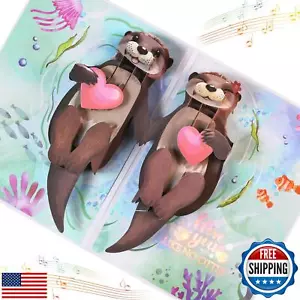 Otter Pop Up Anniversary Card for Wife,Husband,Couple, Musical 3D Valentines - Picture 1 of 5