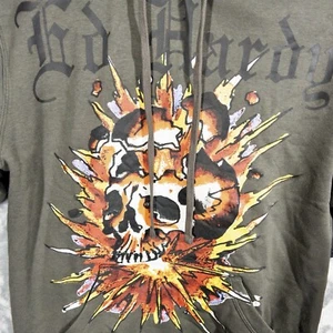 NWT Ed Hardy Exploding Skull Hoodie Mens Medium - Picture 1 of 9