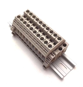 Assembly 10 Gang Connector DIN Rail Terminal Blocks Dinkle 8AWG 50A 600V DK6N - Picture 1 of 1