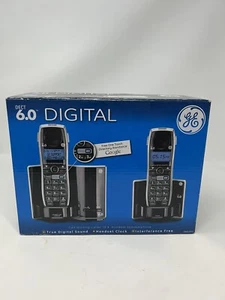 GE Dect 6.0 Digital 2 Handset Black Cordless Phone Answering System Google-411 - Picture 1 of 8