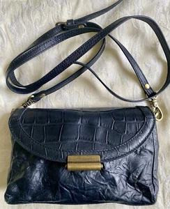 Status Anxiety Black Leather Croc Embossed Crossbody Bag. I See You Baby. - Picture 1 of 12