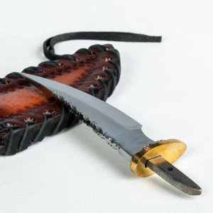 Stainless Steel Knife 6.5" Blank + Brass Guard + Premium Leather Sheath - Picture 1 of 9