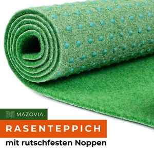 Kunstrasen Teppich Wasserfest Rasenteppich Balkon mit Noppen Grün hellgrün - Bild 1 von 8