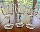 Vintage Duncan Miller  Mesa Set/3 Wine Glasses Clear Cut Glass Wheat Pattern 5"T