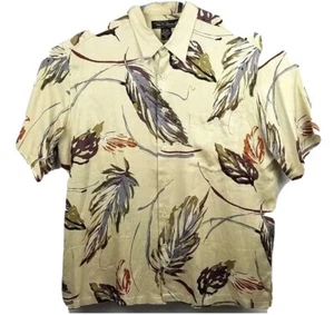 TORI RICHARD Men's XL Hawaiian Aloha Camp Vacation Shirt S/S Beige Silk Lyocell - Picture 1 of 11