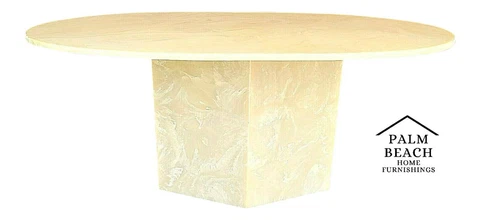 Vintage Mid Century Modern Faux Marble Oval Pedestal Dining Table Cover