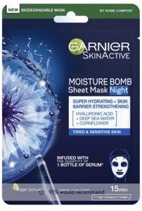 Garnier Skin Active Moisture Bomb Sheet Mask Night,Tired & Sensitive Skin - Picture 1 of 3