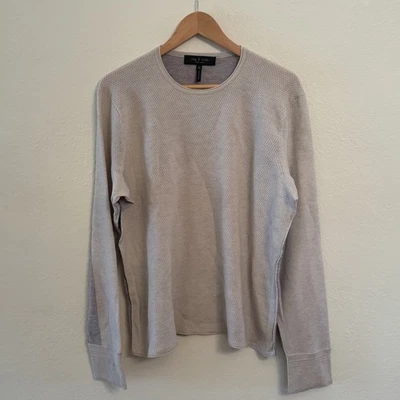 Rag & Bone Gray & Ivory Men's Merino Waffle Crewneck Pullover Sweater XL Large - Image 1 of 4