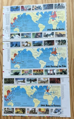 World War II 1942-1943-1944 Stamp Sheets - Image 1 of 4