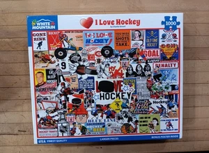 I Love Hockey Collage 1000 Piece Jigsaw Puzzle Larger Pieces Poster - Picture 1 of 3