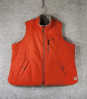 Carhartt Reversible Canvas Vest Faux Sherpa Lined Womens 2X Orange H2O Resistant - Image 1 of 4