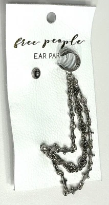 Free People Oreja Fiesta Plata Cadena Puño Pendiente Mujer Cuelga Tachuela Boho, NUEVO Foto 1 de 4