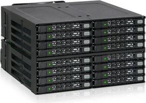 ICY DOCK Full Metal 16 x 2.5 SAS/SATA HDD/SSD Mobile Rack Enclosure for Black - Photo 1/11