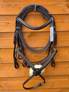 Premium braune mexikanische Grackle Leder Trense für Pferd gepolsterter Nasenriemen und Zügel - Bild 1 von 7