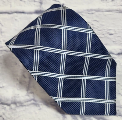 Галстук мужской Pierre Cardin из полиэстера синий белый клетчатый геометрический 58 x 3,25 - Изображение 1 из 4