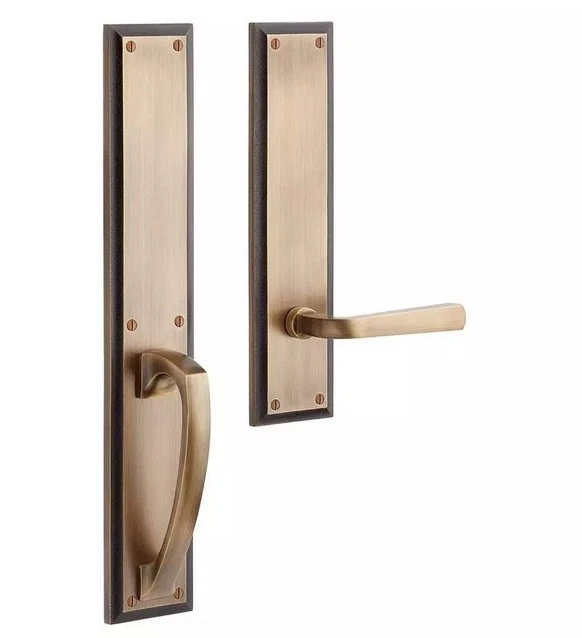 Aurick Juego de Puerta de Entrada de Latón Macizo Manija de Palanca Maniquí - Mano Izquierda - Br Antiguo Foto 1 de 1