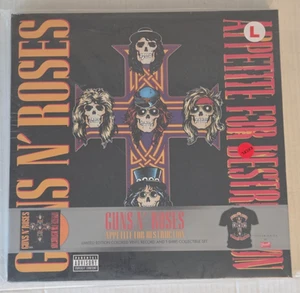 Guns N' Roses - Appetite For Destruction BOX SET Ltd Ed YELLOW LP T-Shirt Large - Picture 1 of 4