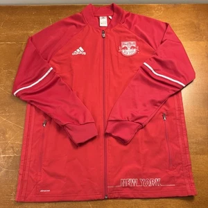 New York Red Bulls Jacket Mens Extra Large Red Soccer Full Zip Striped Adidas - Picture 1 of 11
