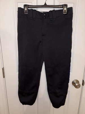 Pantalones de softbol negros para mujer Mizuno negros con rayas azules - talla M Foto 1 de 4