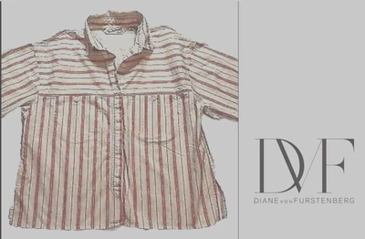 Camisa manga corta Diane Von Furstenberg - mediana - rosa y blanco a rayas Foto 1 de 4