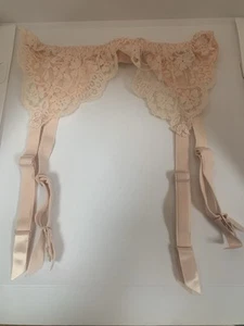 Vintage St Michael Peach Satin/ Lace Effect Suspender Belt Size 26”/28” Waist - Picture 1 of 7