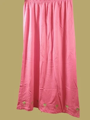Women's Large Quacker Factory Vintage Embroidered Palm Tree Pink Full Length... - Image 1 of 4