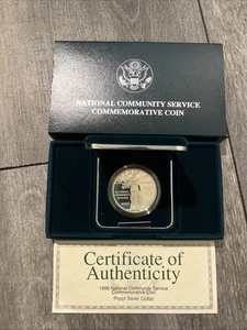 1996 National Community Service Proof Silver Dollar - Picture 1 of 3