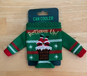 Maglione natalizio lattina cooler accogliente natalizio Babbo Natale "Bottoms Up!" si posa piatto - Foto 1 di 2