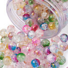 1Box Golden Foil Transparent Spray Painted Crackle Glass Beads Strands 10~11mm